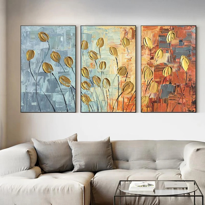 Stunning Tulips Flowers Set of 3 Home Decor Painting