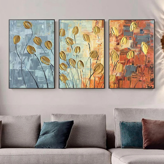 Stunning Tulips Flowers Set of 3 Home Decor Painting