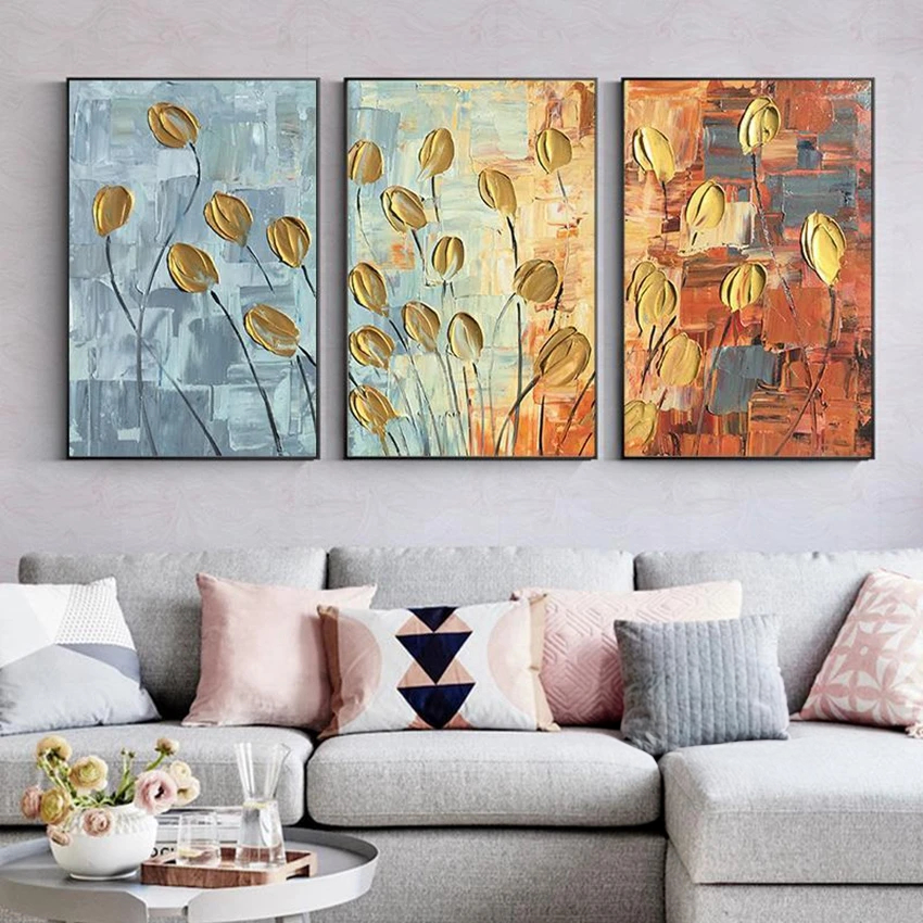 Stunning Tulips Flowers Set of 3 Home Decor Painting