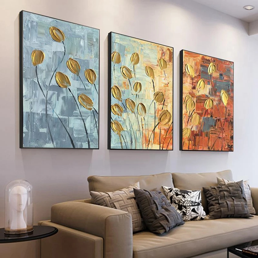 Stunning Tulips Flowers Set of 3 Home Decor Painting
