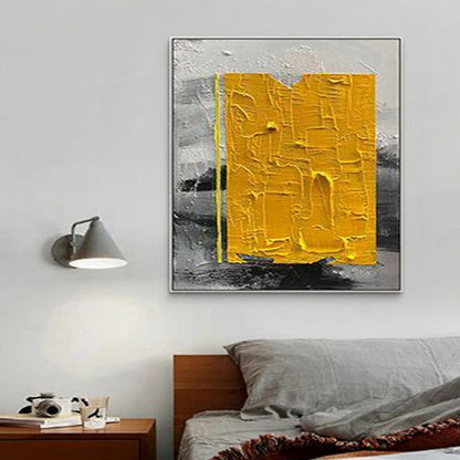 Yellow Strip on Black Shade Modern Abstract Living Room Painting