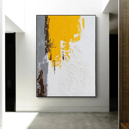 Yellow and White Abstract Texture Mural Set of 2 Painting