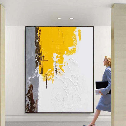 Yellow and White Abstract Texture Mural Set of 2 Painting