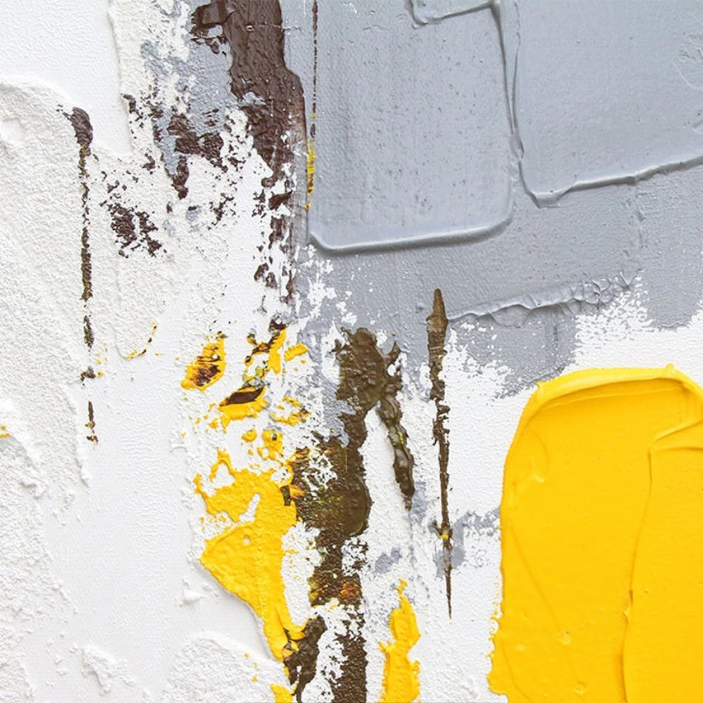 Yellow and White Abstract Texture Mural Set of 2 Painting